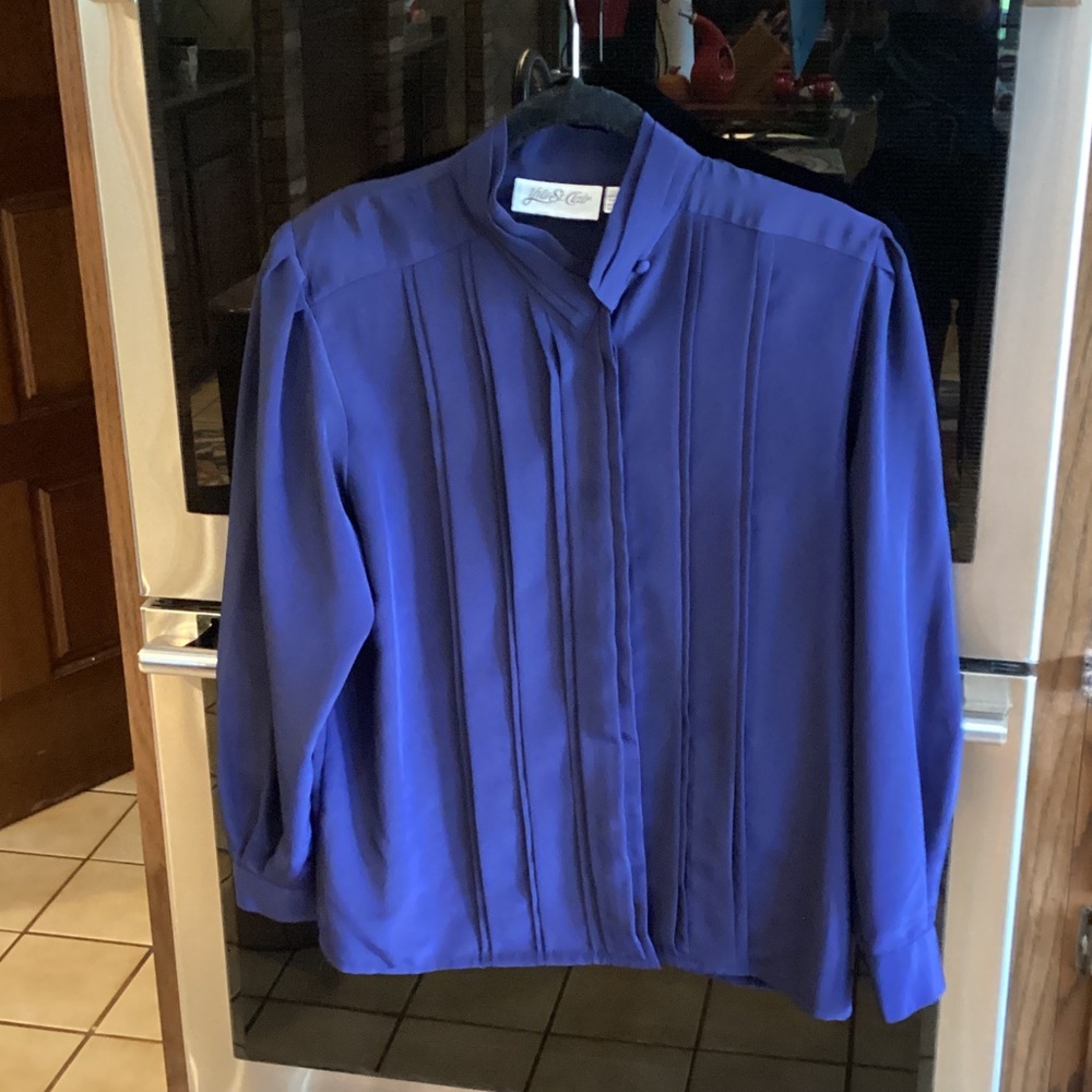 Yves St. Clair Deep Blue Pleated Blazer